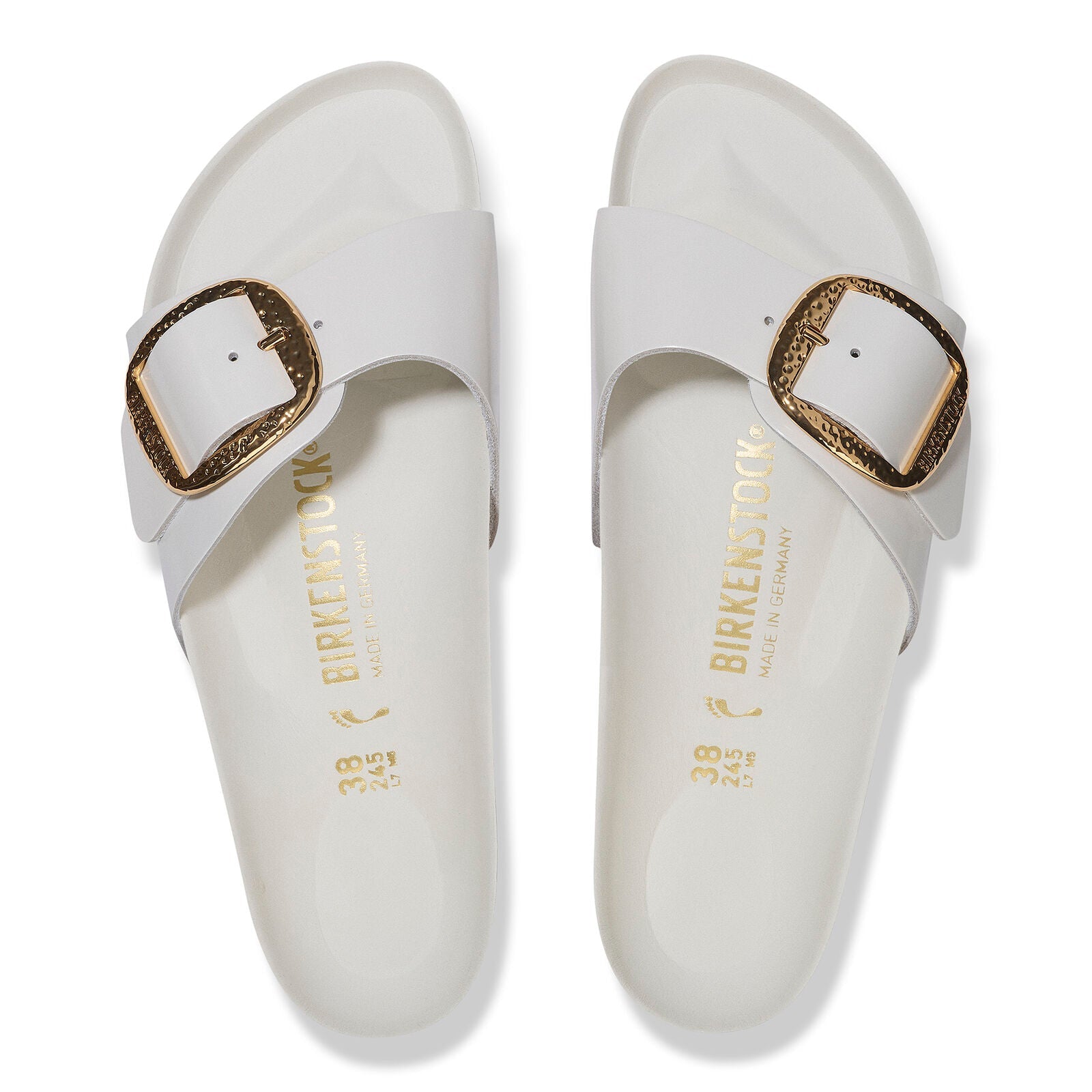 Madrid Hammered Big Buckle | High-Shine Patent Leather | Antique White - Image 4